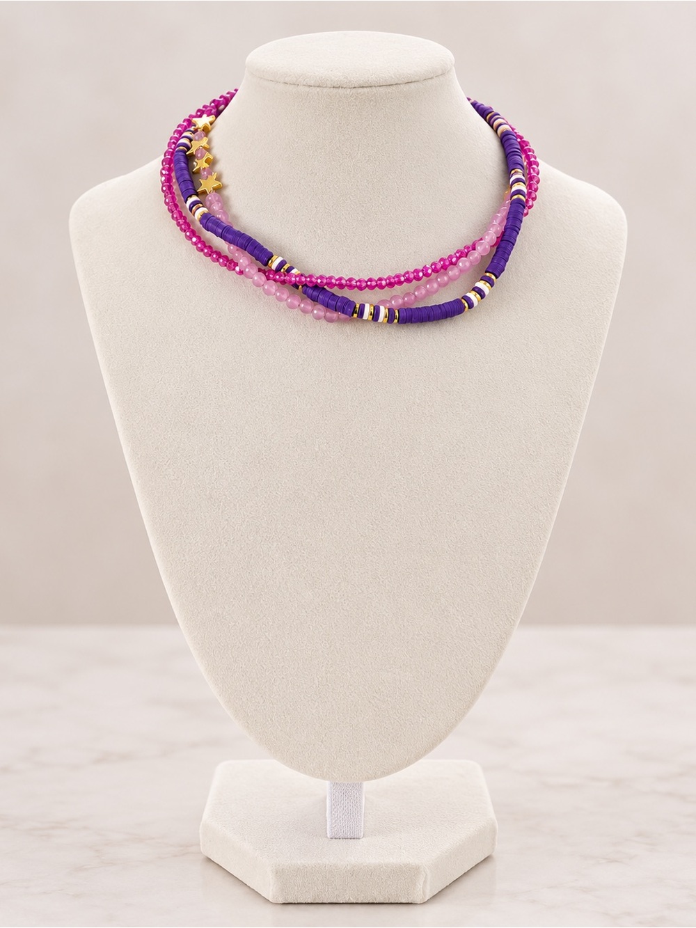 Beymen Special Multicolor Layered Beaded Necklace with Gold Star Accents
